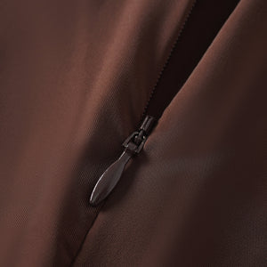 Aurohaya Charitina Brown Fitted Ruched Midi Dress