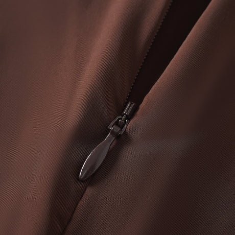 Aurohaya Charitina Brown Fitted Ruched Midi Dress