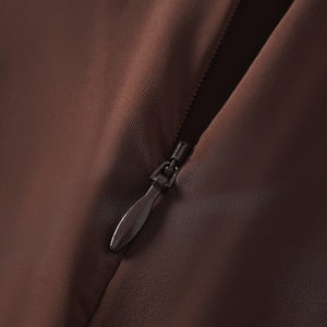 Aurohaya Charitina Brown Fitted Ruched Midi Dress