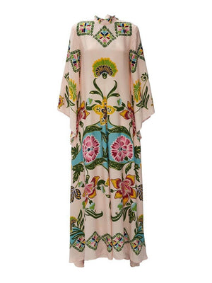 Aurohaya Exquisite Sunshine Floral Print Flowing Maxi Dress