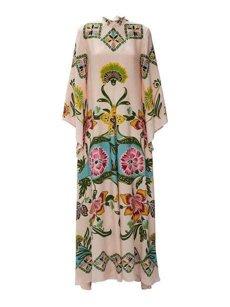 Aurohaya Exquisite Sunshine Floral Print Flowing Maxi Dress