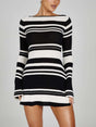 Aurohaya Elegant Open Back Striped Knitted Mini Dress Black