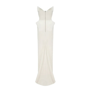 Aurohaya Alba White Barrel Waist Corset Maxi Dress