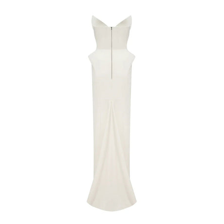 Aurohaya Alba White Barrel Waist Corset Maxi Dress