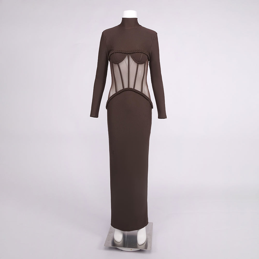 Aurohaya Laurence Mock Neck Corset Maxi Dress