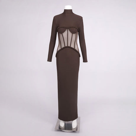 Aurohaya Laurence Mock Neck Corset Maxi Dress