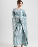 Satin Batwing Light Blue Butterfly Abaya Dress