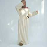 Knitted Round Neck Hooded Bubble Sleeves Sweater Dress