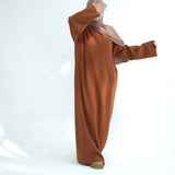 Knitted Round Neck Hooded Bubble Sleeves Sweater Dress