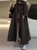 Women Abaya Trench Coat - Longline Button-Front Maxi Outerwear
