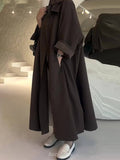 Women Abaya Trench Coat - Longline Button-Front Maxi Outerwear