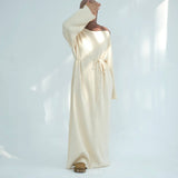Knitted Round Neck Hooded Bubble Sleeves Sweater Dress