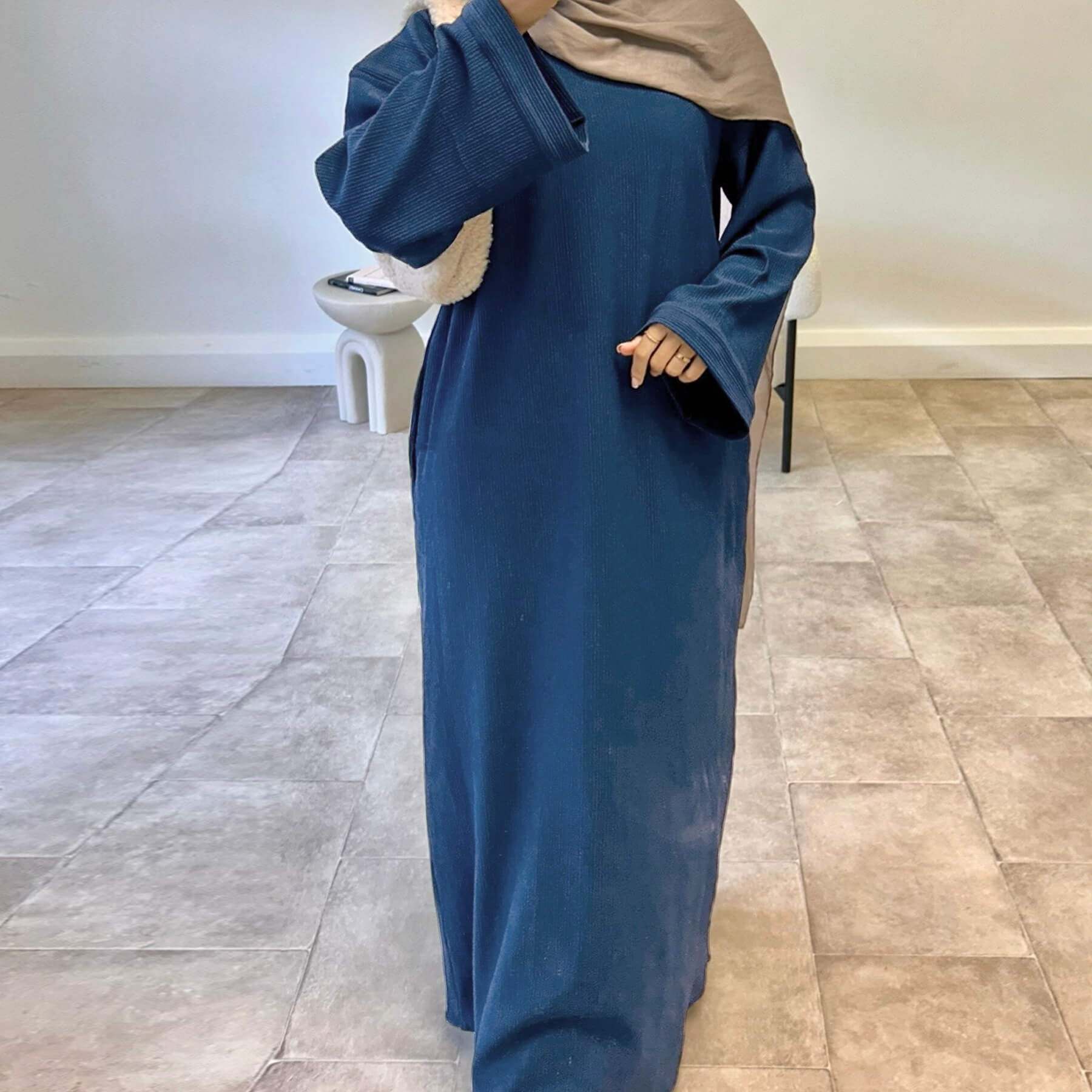 Solid Color Loose Casual Abaya Maxi Dress