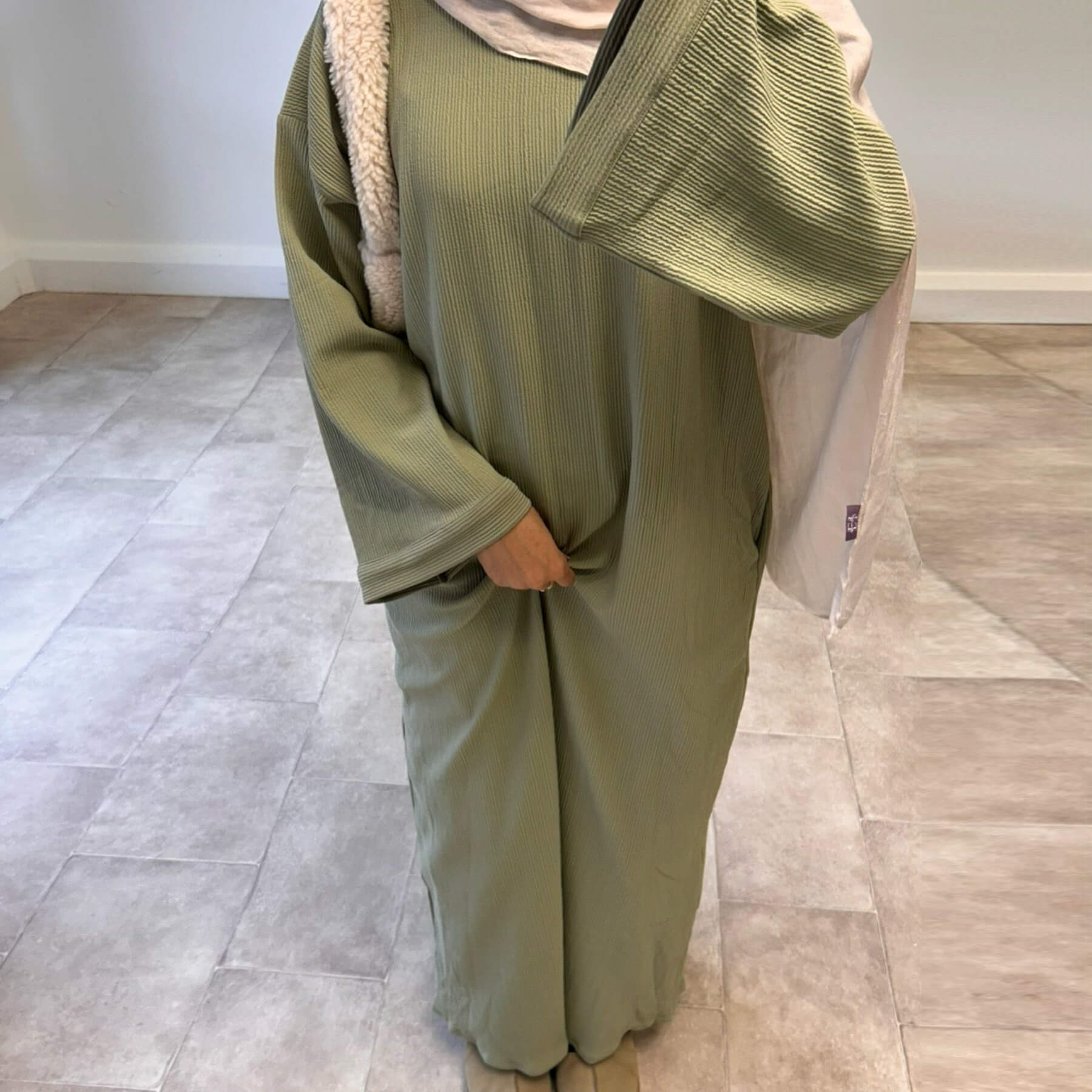 Solid Color Loose Casual Abaya Maxi Dress