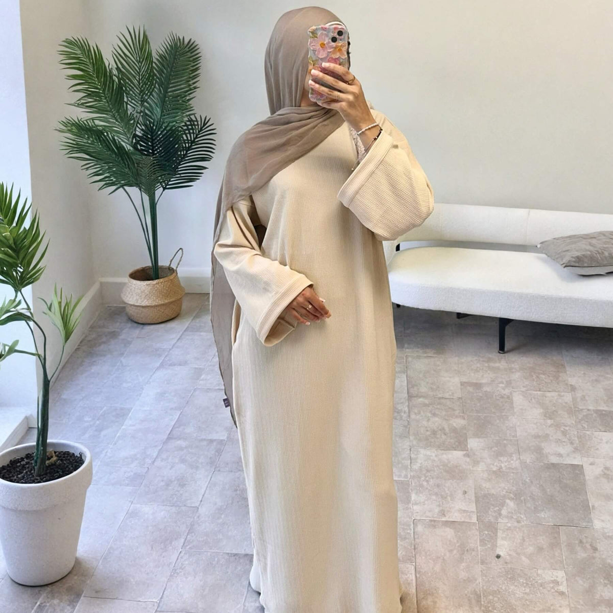 Solid Color Loose Casual Abaya Maxi Dress