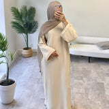 Solid Color Loose Casual Abaya Maxi Dress