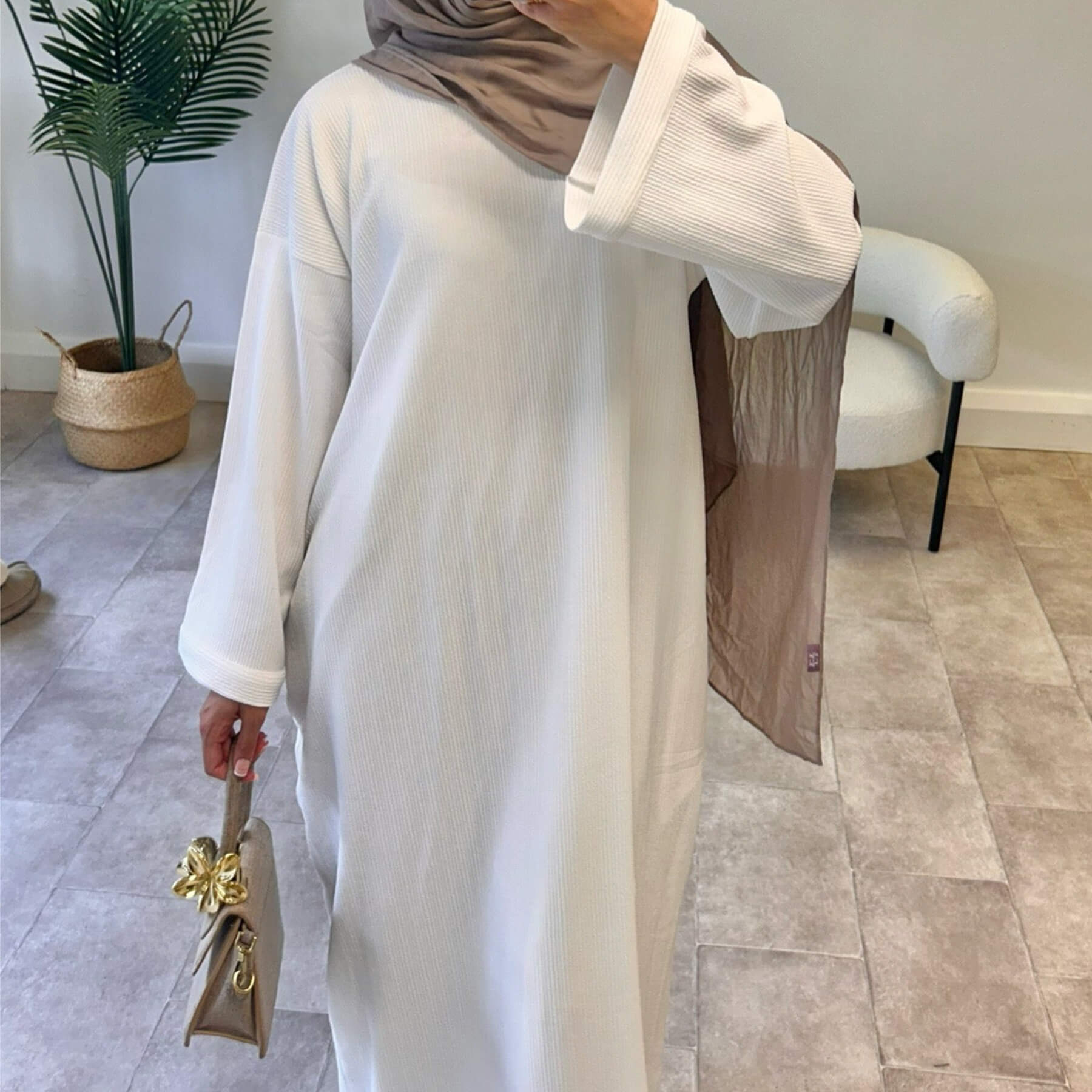 Solid Color Loose Casual Abaya Maxi Dress