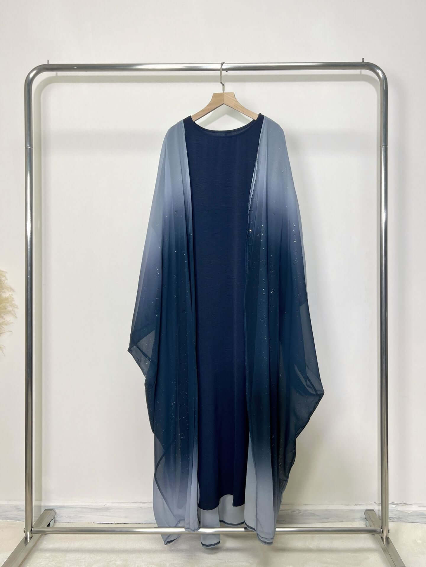 Gradient Galaxy Sparkling Abaya with Hijab 2-Piece Set