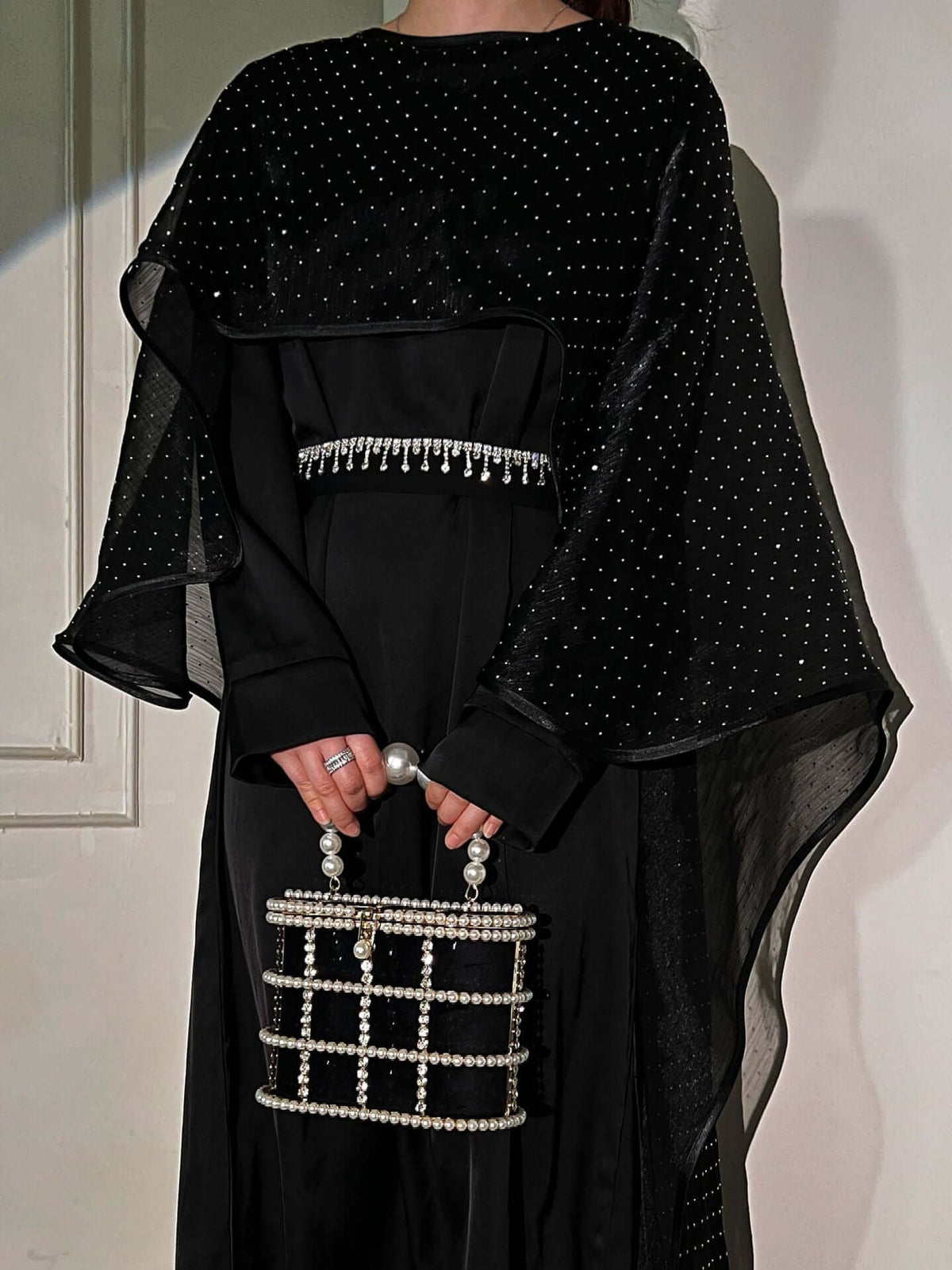 Simple Starry Cape Abaya for Women 2-Piece Set
