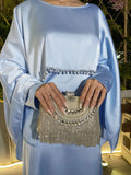 Elegant Satin Cape Abaya 2-Piece Set