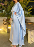 Elegant Satin Cape Abaya 2-Piece Set