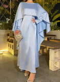 Elegant Satin Cape Abaya 2-Piece Set