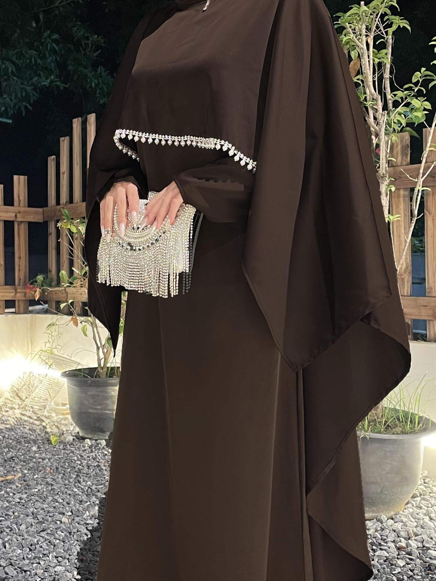 Elegant Satin Cape Abaya 2-Piece Set