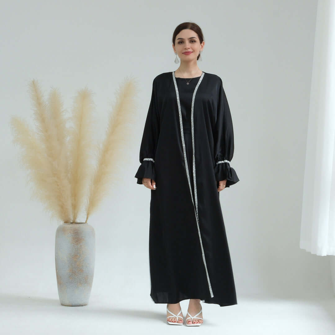 Lightweight Satin Abaya 2-Piece Set