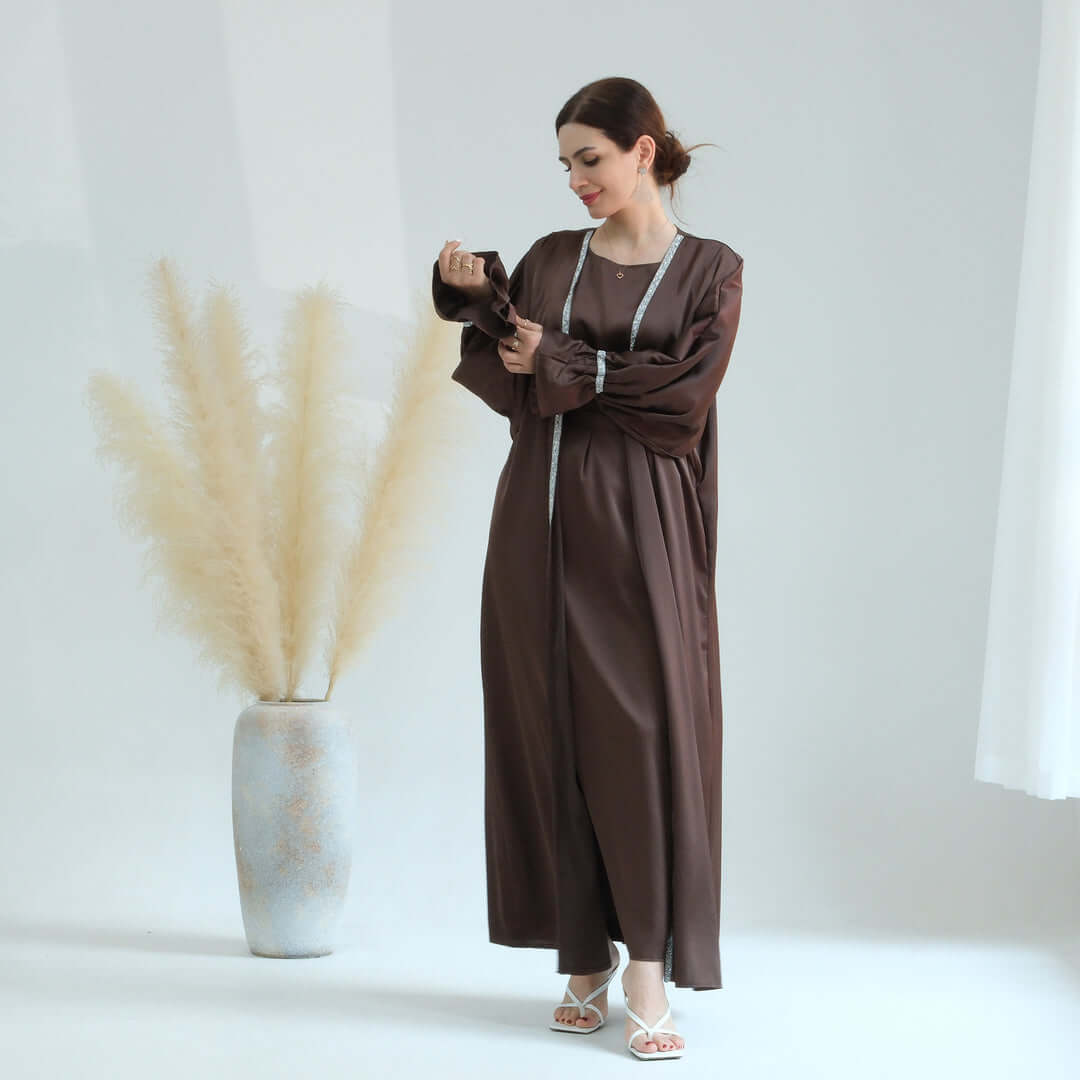 Lightweight Satin Abaya 2-Piece Set
