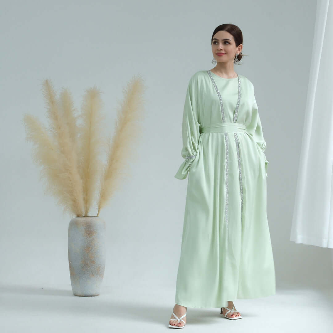Lightweight Satin Abaya 2-Piece Set