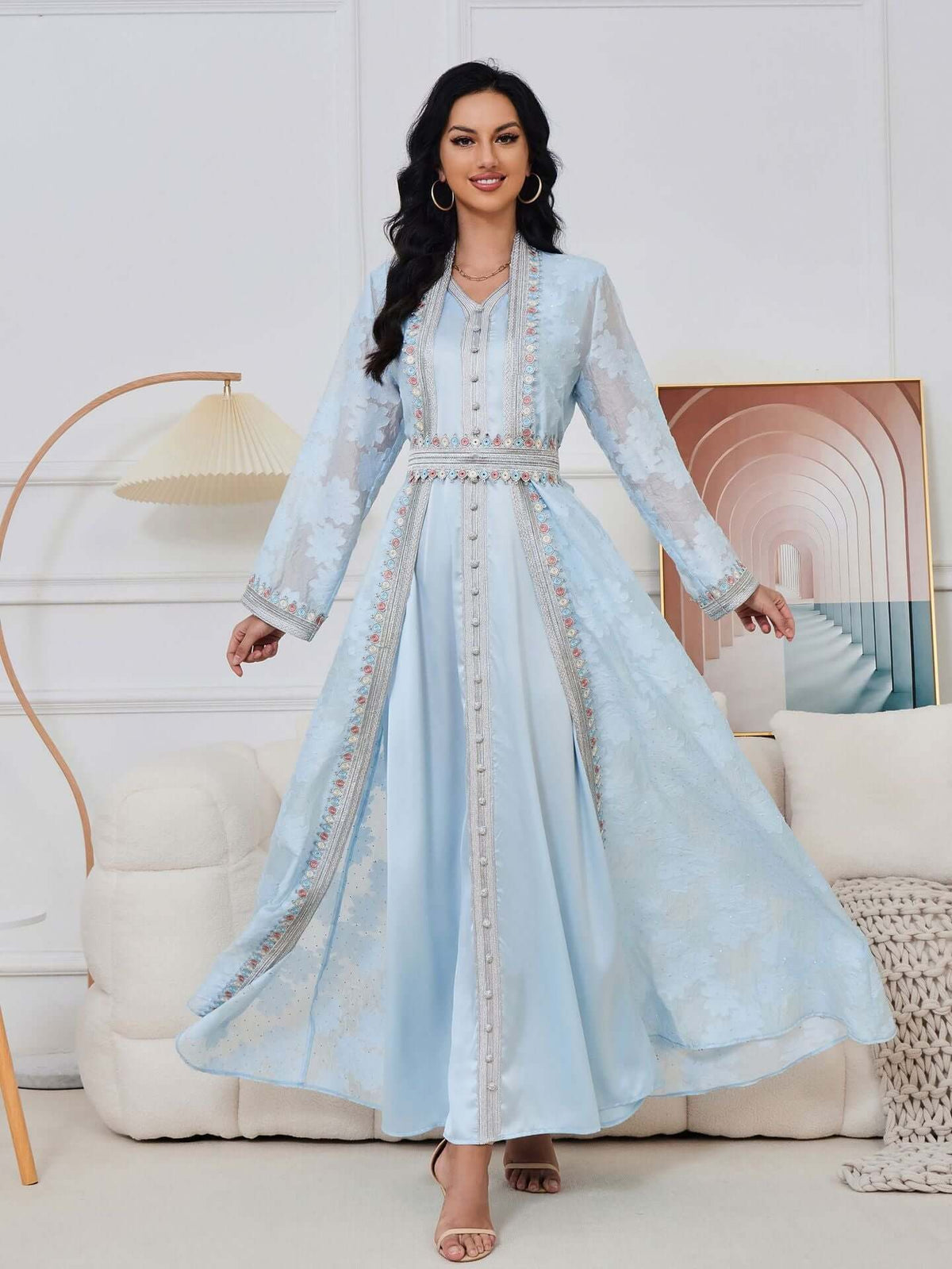 Fresh Lace Caftan Abaya 3 Piece Set
