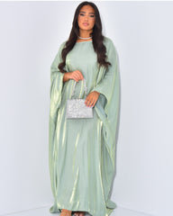 Solid Light Green Maxi Butterfly Abaya Dress
