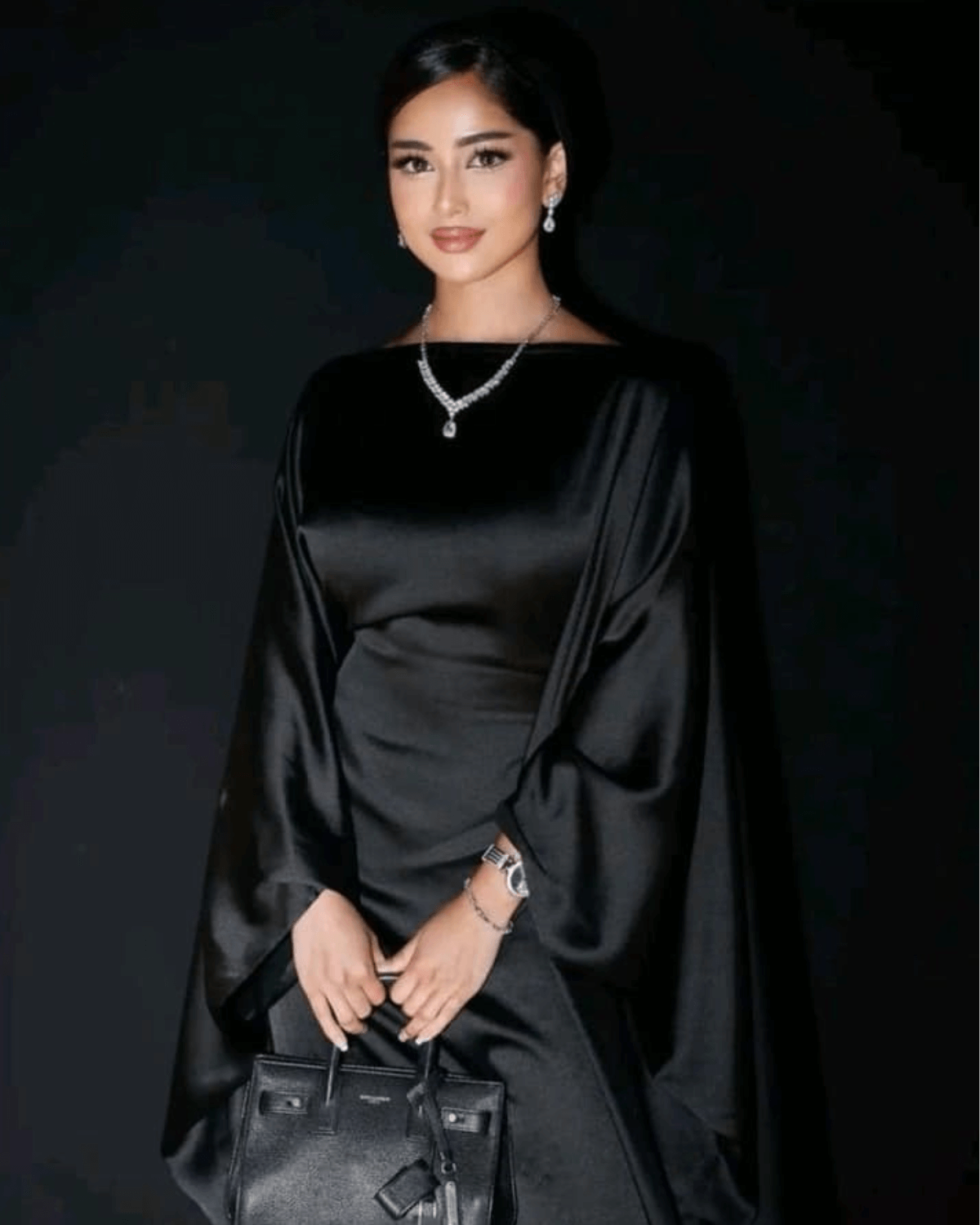 Solid Black Maxi Butterfly Abaya Dress