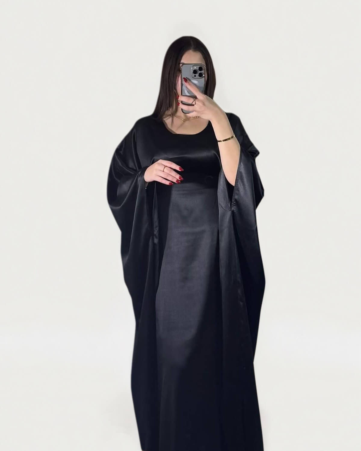 Solid Black Maxi Butterfly Abaya Dress