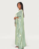 Solid Light Green Maxi Butterfly Abaya Dress