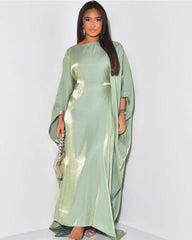 Solid Light Green Maxi Butterfly Abaya Dress
