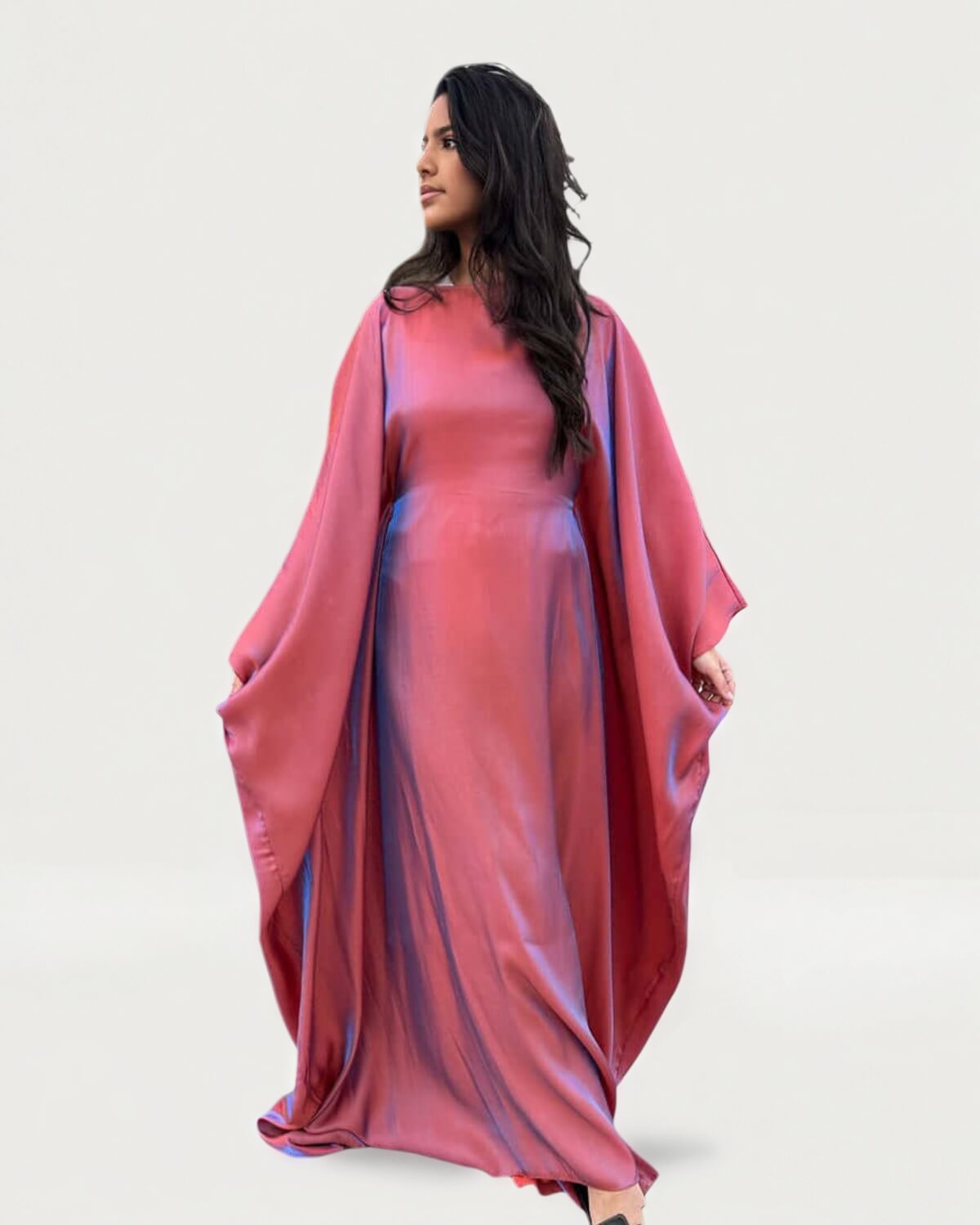 Solid Red Maxi Butterfly Abaya Dress