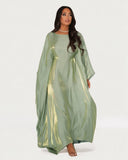 Solid Light Green Maxi Butterfly Abaya Dress