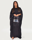 Solid Black Maxi Butterfly Abaya Dress