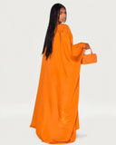 Solid Orange Maxi Butterfly Abaya Dress