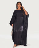 Solid Black Maxi Butterfly Abaya Dress