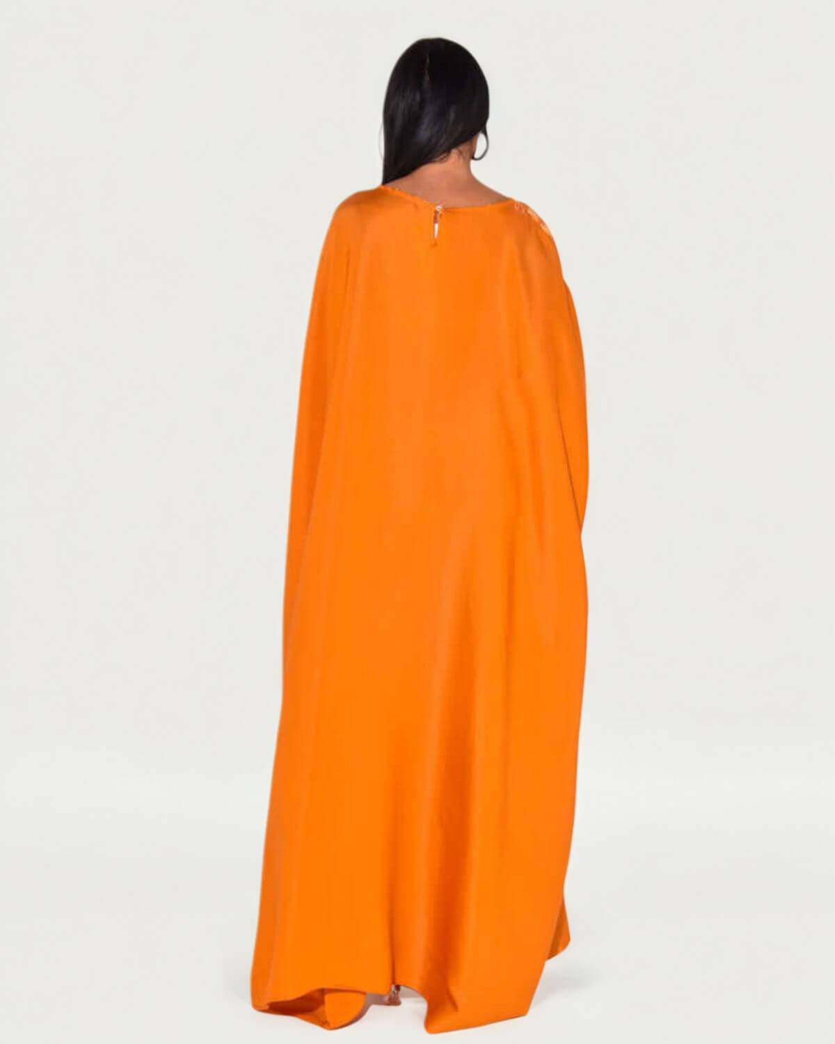 Solid Orange Maxi Butterfly Abaya Dress