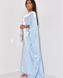 Solid Satin Butterfly Abaya Maxi Dress