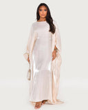 Solid Apricot Maxi Butterfly Abaya Dress