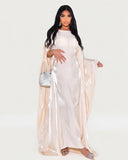 Solid Apricot Maxi Butterfly Abaya Dress