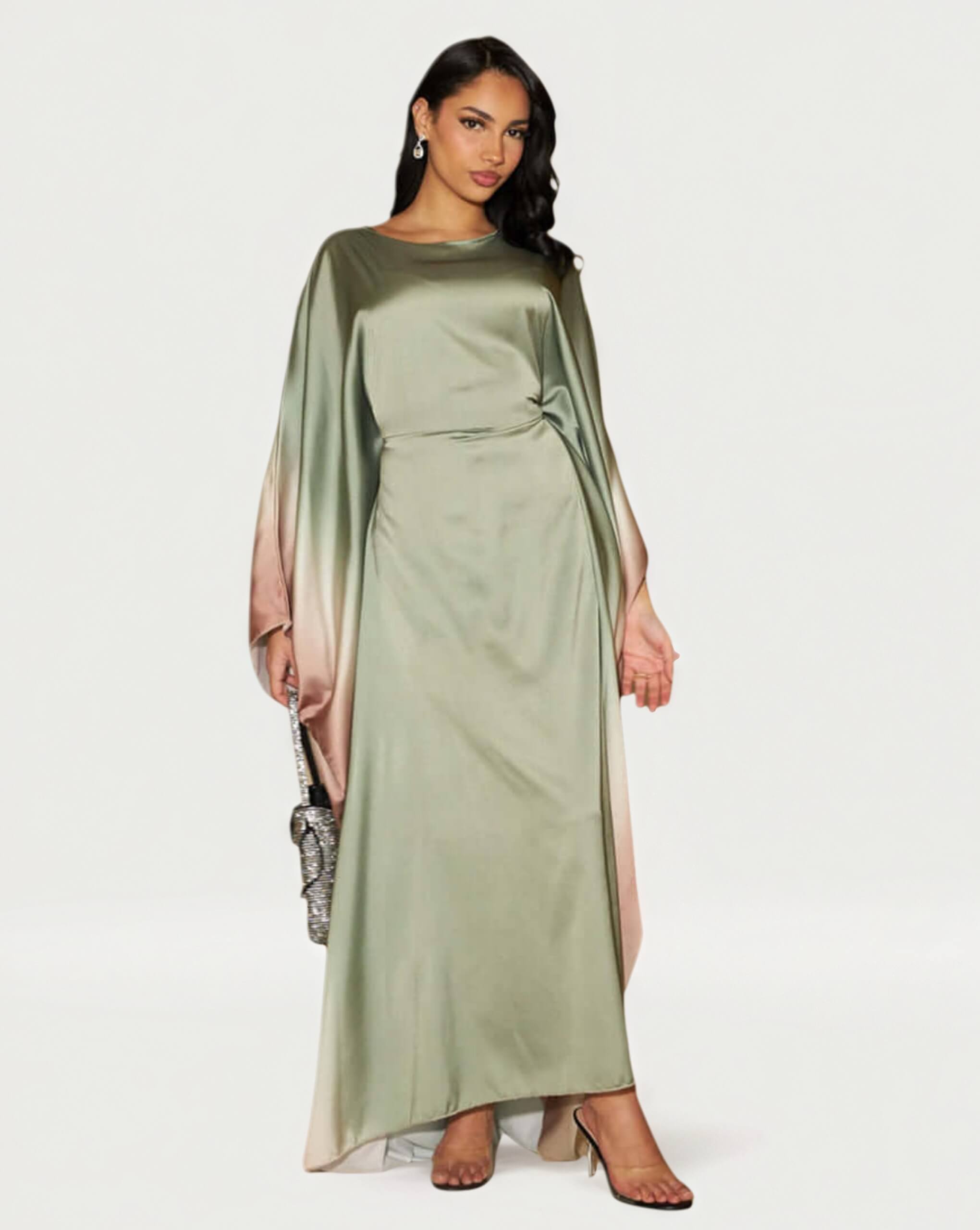 Printed Bodycon Part Butterfly Abaya
