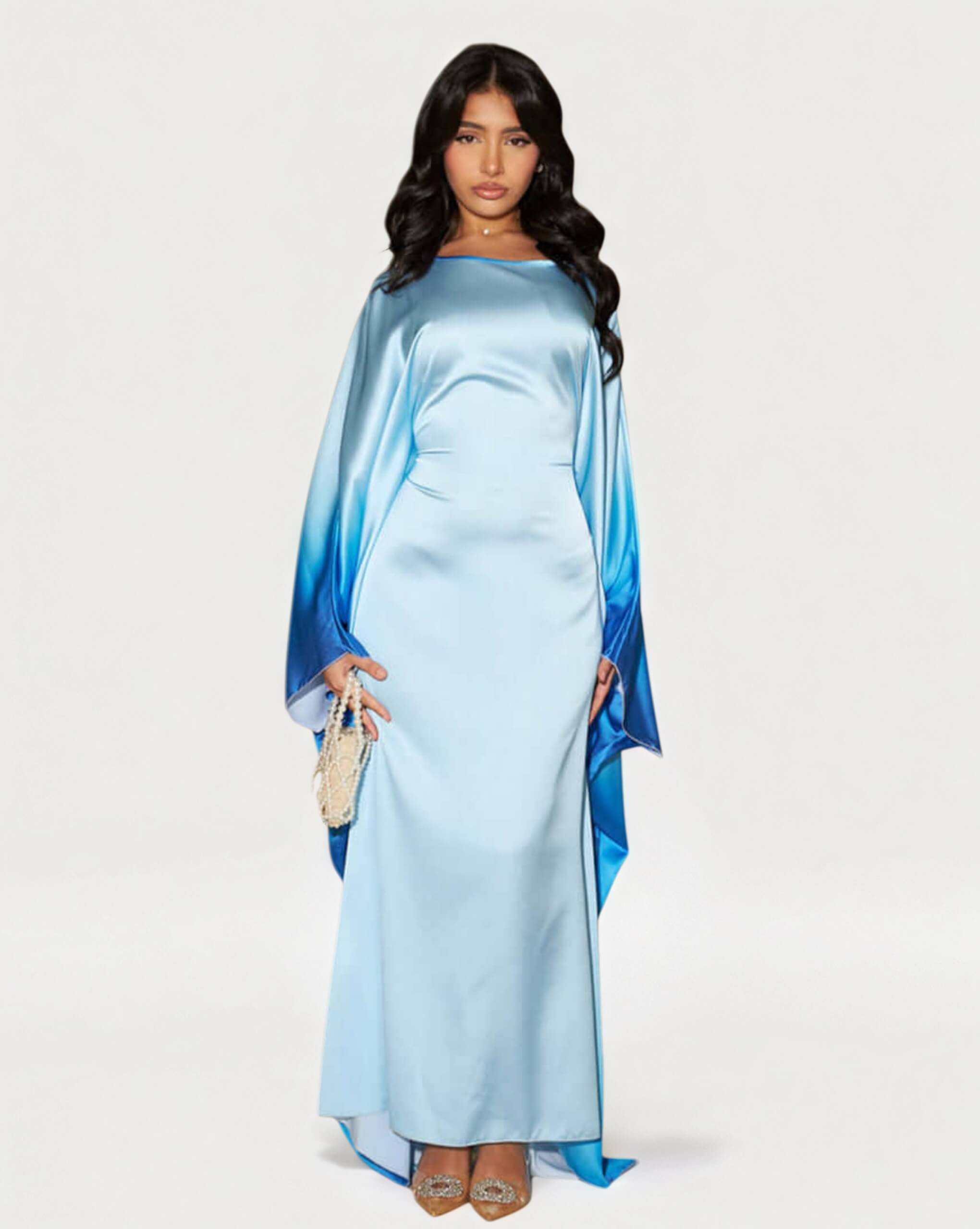 Printed Bodycon Part Butterfly Abaya