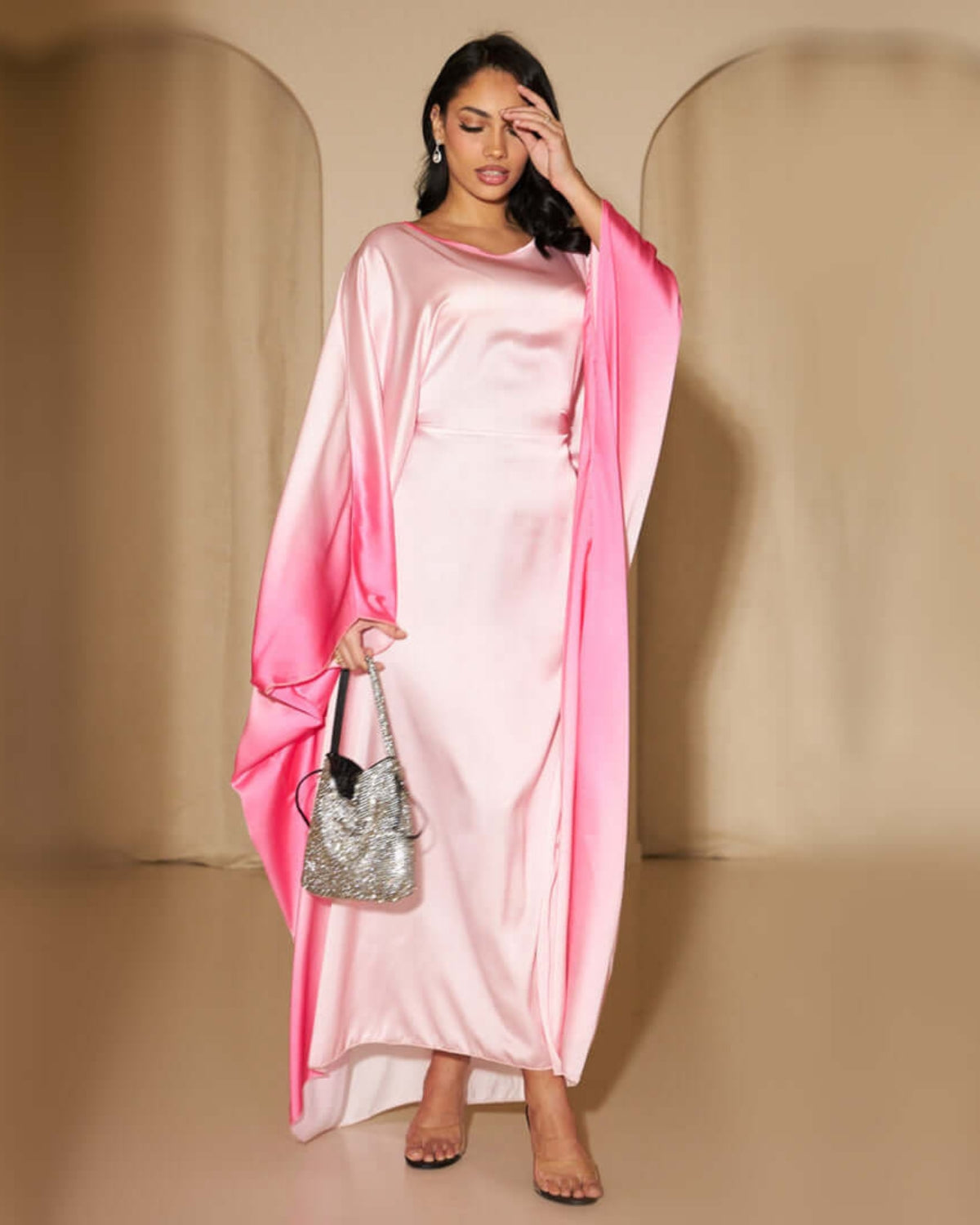 Printed Bodycon Part Butterfly Abaya