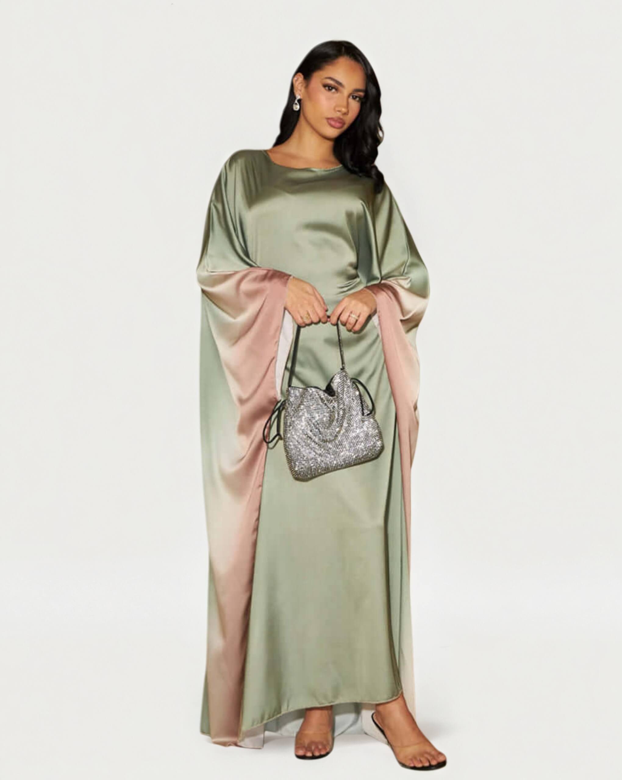 Printed Bodycon Part Butterfly Abaya