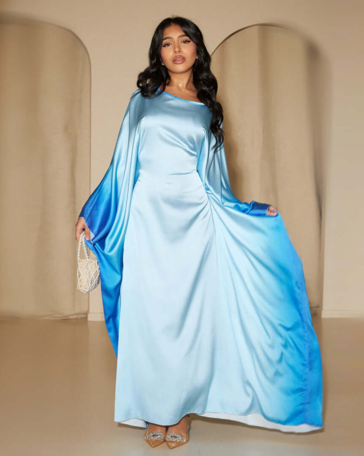 Printed Bodycon Part Butterfly Abaya